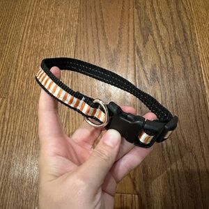 Handmade Halloween Orange Black Holiday Dog Collar 10 inch-15 inch Size L
